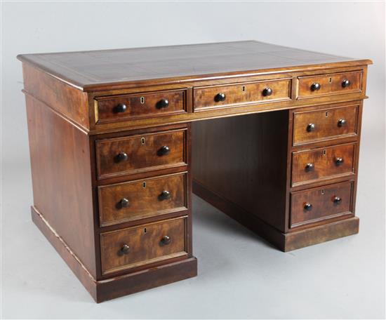 A Victorian mahogany partners desk 4ft 2in. x 3ft. H.2ft 8in.